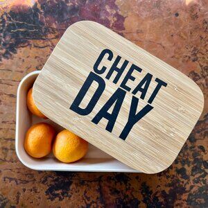 CHEAT DAY Container with Bamboo Sealed Lid and Box